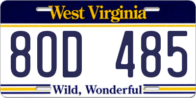 WV license plate 8OD485