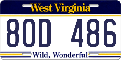 WV license plate 8OD486