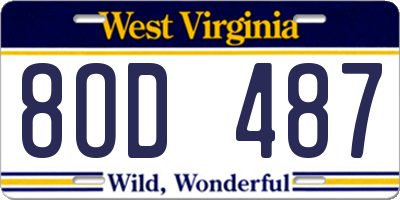 WV license plate 8OD487