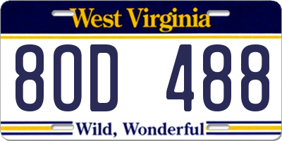 WV license plate 8OD488