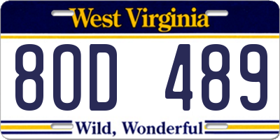 WV license plate 8OD489