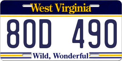 WV license plate 8OD490