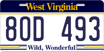 WV license plate 8OD493