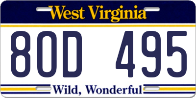 WV license plate 8OD495