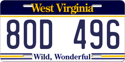 WV license plate 8OD496