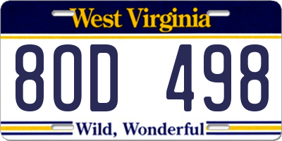 WV license plate 8OD498