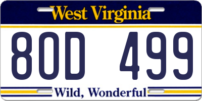WV license plate 8OD499