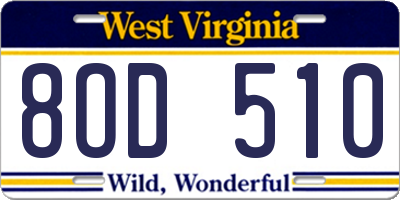 WV license plate 8OD510