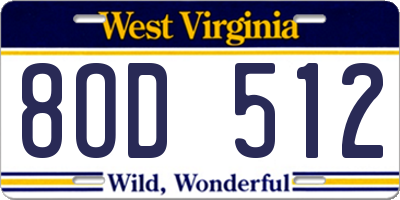 WV license plate 8OD512