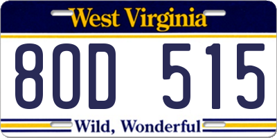 WV license plate 8OD515