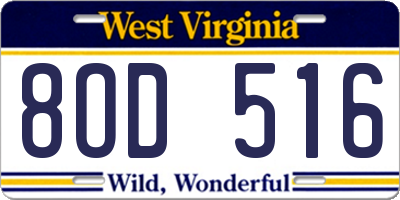 WV license plate 8OD516