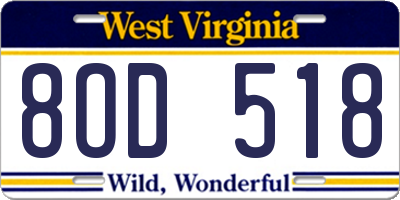 WV license plate 8OD518