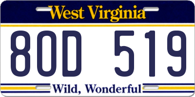 WV license plate 8OD519