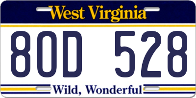 WV license plate 8OD528