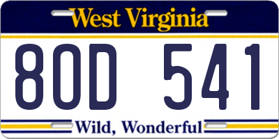 WV license plate 8OD541