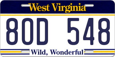 WV license plate 8OD548