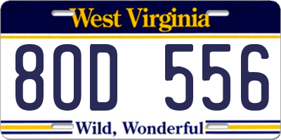 WV license plate 8OD556