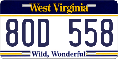 WV license plate 8OD558