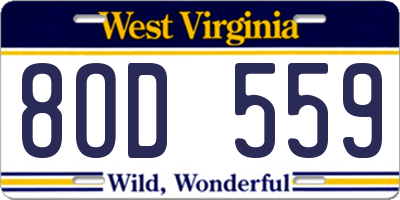 WV license plate 8OD559