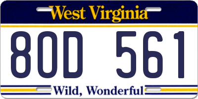 WV license plate 8OD561