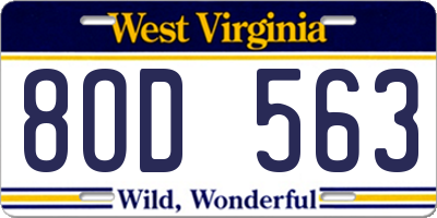 WV license plate 8OD563