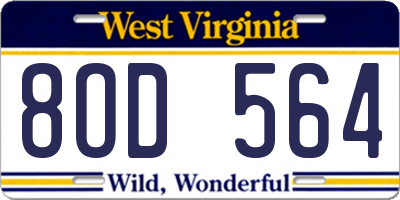 WV license plate 8OD564