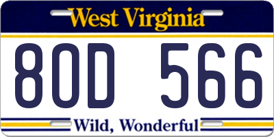 WV license plate 8OD566