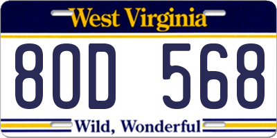 WV license plate 8OD568