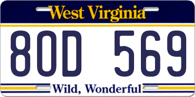 WV license plate 8OD569