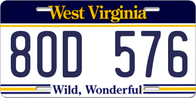 WV license plate 8OD576