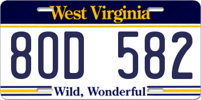 WV license plate 8OD582