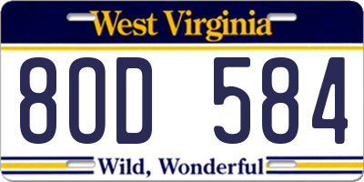 WV license plate 8OD584