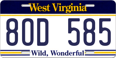 WV license plate 8OD585