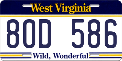 WV license plate 8OD586