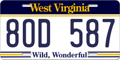 WV license plate 8OD587