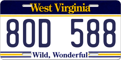WV license plate 8OD588