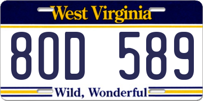 WV license plate 8OD589