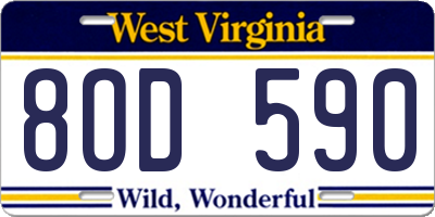 WV license plate 8OD590