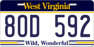 WV license plate 8OD592