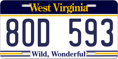 WV license plate 8OD593
