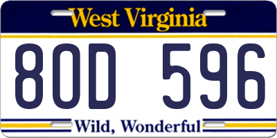 WV license plate 8OD596