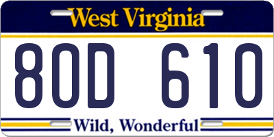 WV license plate 8OD610