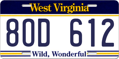 WV license plate 8OD612