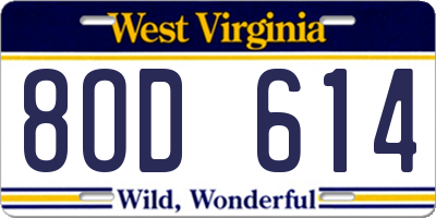 WV license plate 8OD614