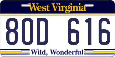WV license plate 8OD616