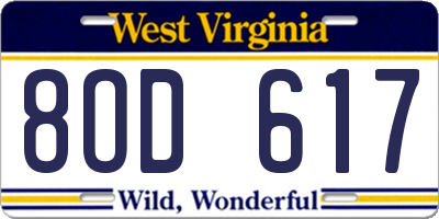 WV license plate 8OD617