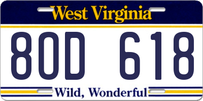 WV license plate 8OD618