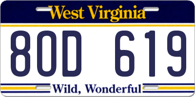 WV license plate 8OD619