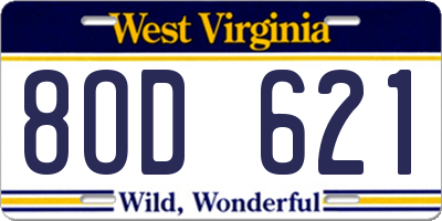 WV license plate 8OD621