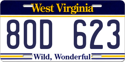 WV license plate 8OD623